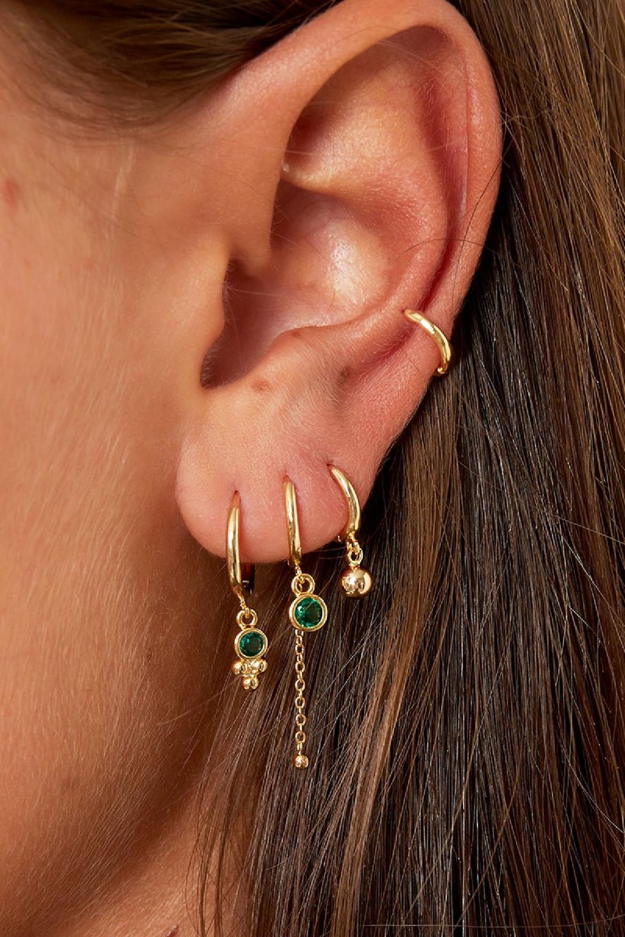 Earrings Set Four In a Row Silver Color Copper Picture3